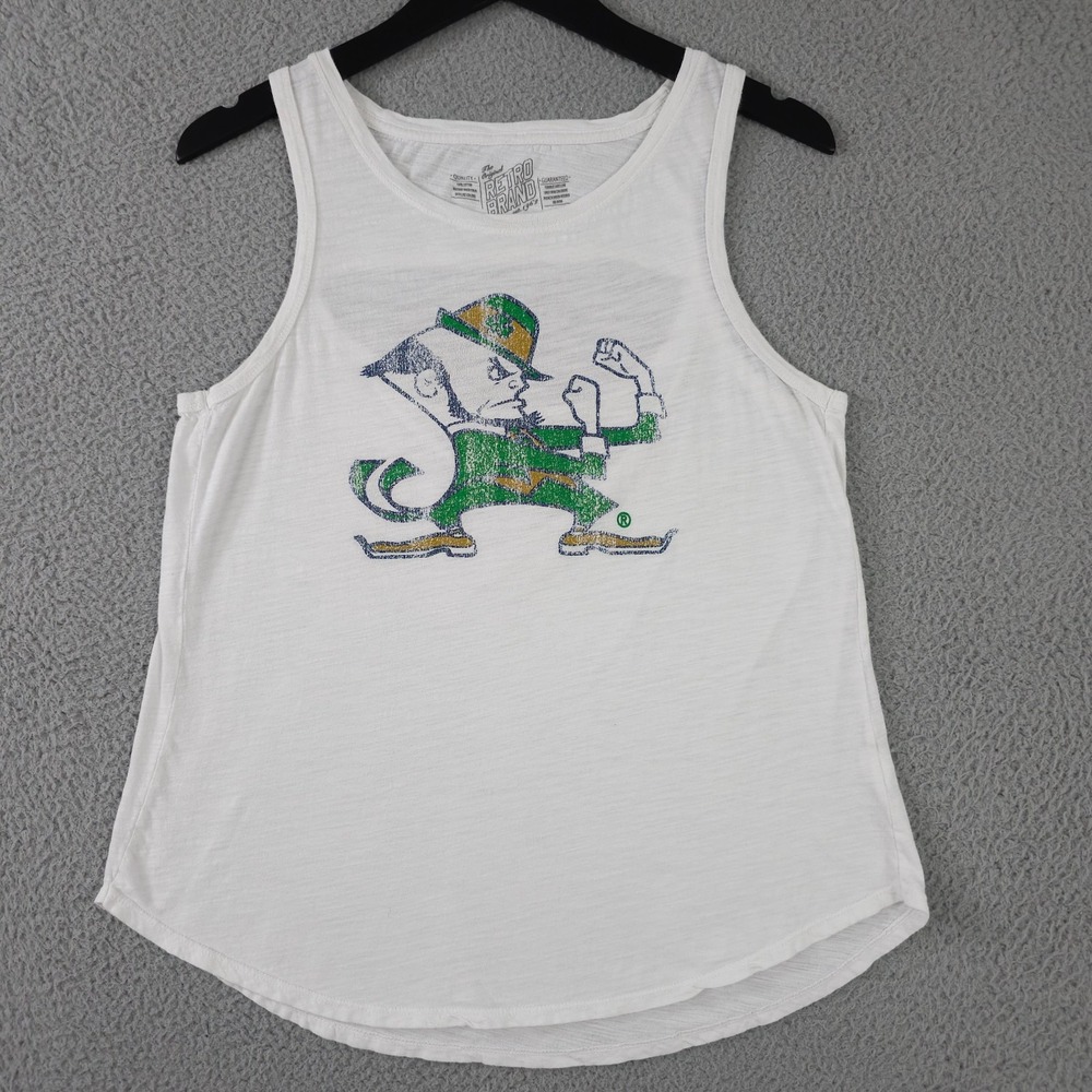 Notre Dame Fighting Irish Tank Top Womens Small Cut Out Retro Brand Logo NCAA